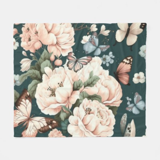 Schmetterlinge und Blume Fleecedecke (Vorderseite (Horizontal))