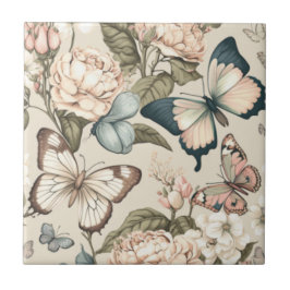 Schmetterlinge und Blume Fliese