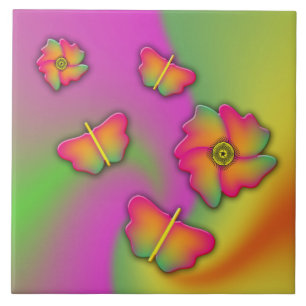 Schmetterlinge und Blume Fliese
