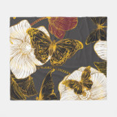 Schmetterlinge und Blume: Frühjahrsmuster Fleecedecke (Vorderseite (Horizontal))