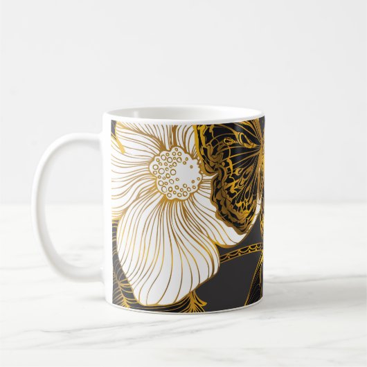 Schmetterlinge und Blume: Frühjahrsmuster Kaffeetasse (Links)