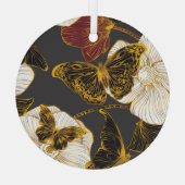 Schmetterlinge und Blume: Frühjahrsmuster Ornament Aus Glas (Rückseite)