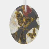 Schmetterlinge und Blume: Frühjahrsmuster Ornament Aus Glas (Vorderseite Rechts)