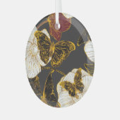 Schmetterlinge und Blume: Frühjahrsmuster Ornament Aus Glas (Vorderseite links)