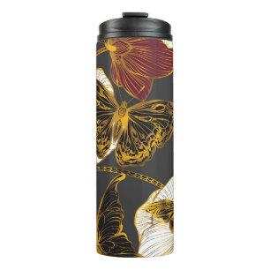 Schmetterlinge und Blume: Frühjahrsmuster Thermosbecher