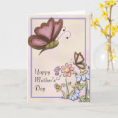 Schmetterlinge und Blume für den Muttertag Karte (Gelbe Blume)