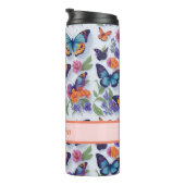 Schmetterlinge und Blume für Mädchen und Frauen Thermosbecher (Nach rechts gedreht)