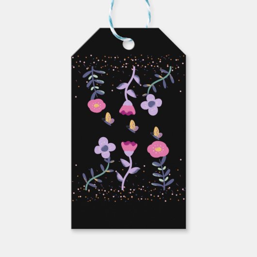 Schmetterlinge und Blume Geschenkanhänger (Vorderseite)