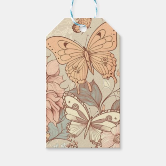 Schmetterlinge und Blume Geschenkanhänger (Vorderseite)