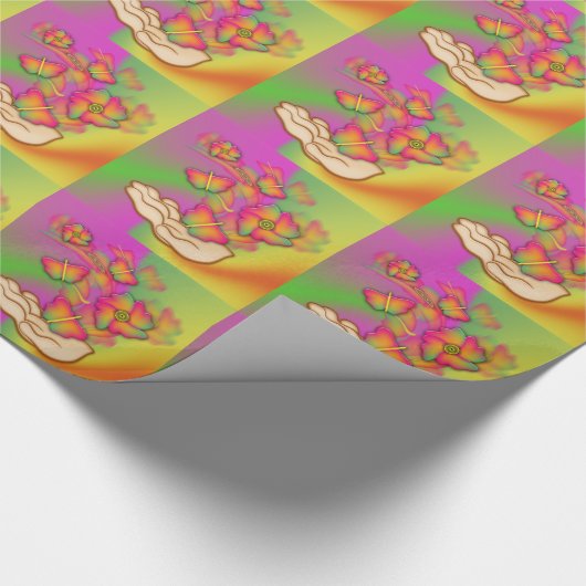 Schmetterlinge und Blume Geschenkpapier (Ecke)