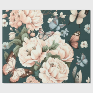 Schmetterlinge und Blume Geschenkpapier