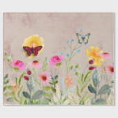 Schmetterlinge und Blume Geschenkpapier (Flach)