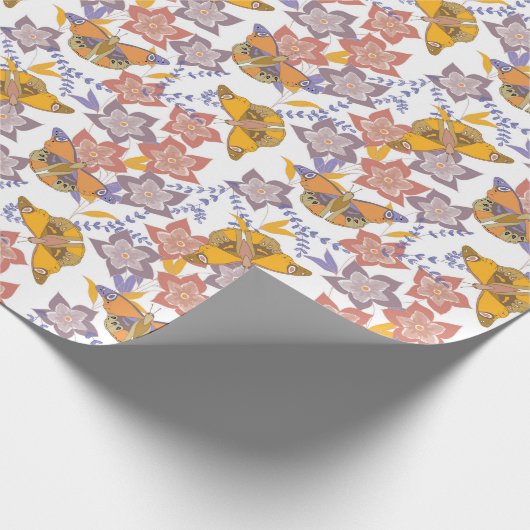 Schmetterlinge und Blume Geschenkpapier (Ecke)