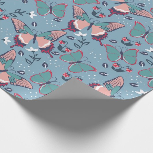 Schmetterlinge und Blume Geschenkpapier (Ecke)