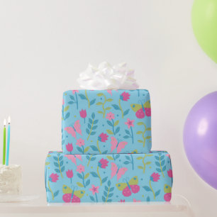 Schmetterlinge und Blume. Geschenkpapier