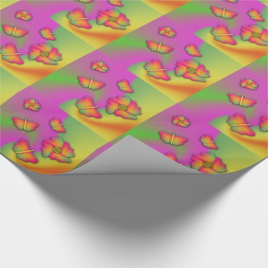 Schmetterlinge und Blume Geschenkpapier (Ecke)