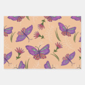 Schmetterlinge und Blume Geschenkpapier Set (Vorderseite 3)