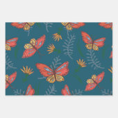 Schmetterlinge und Blume Geschenkpapier Set (Vorderseite 2)