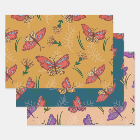 Schmetterlinge und Blume Geschenkpapier Set (Set)