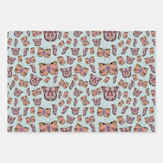 Schmetterlinge und Blume Geschenkpapier Set (Vorderseite 2)