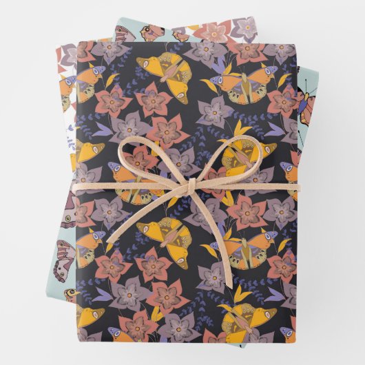 Schmetterlinge und Blume Geschenkpapier Set (Beispiel)