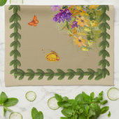 Schmetterlinge und Blume Geschirrtuch (Gefaltet)