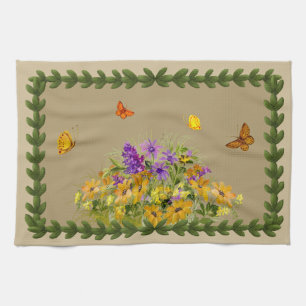 Schmetterlinge und Blume Geschirrtuch