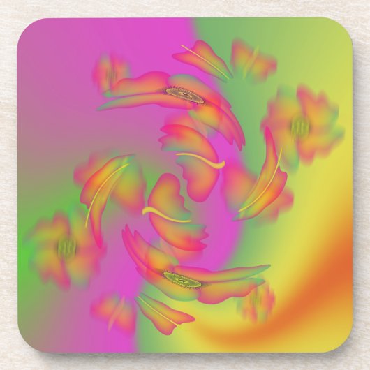 Schmetterlinge und Blume Getränkeuntersetzer (Vorderseite)