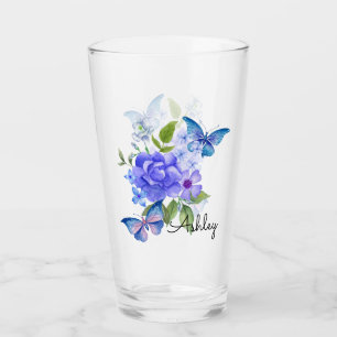 Schmetterlinge und Blume Glas