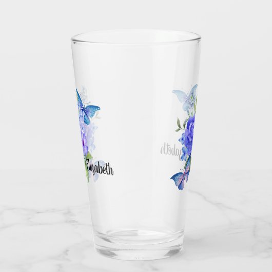 Schmetterlinge und Blume Glas (Rechts)