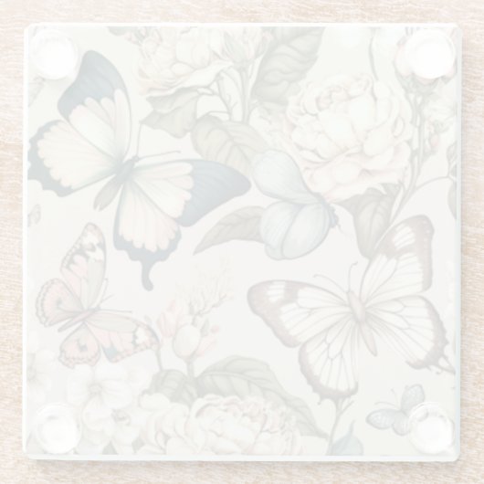 Schmetterlinge und Blume Glasuntersetzer (Rückseite)
