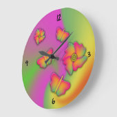 Schmetterlinge und Blume große Uhr (Winkel)