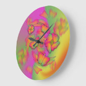 Schmetterlinge und Blume Große Wanduhr (Winkel)