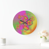 Schmetterlinge und Blume Große Wanduhr (Zuhause)