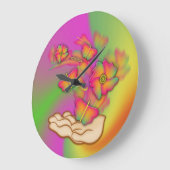 Schmetterlinge und Blume Große Wanduhr (Winkel)