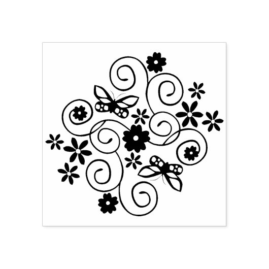 Schmetterlinge und Blume Gummistempel (Prägung)