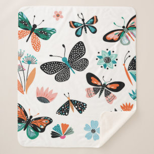 Schmetterlinge und Blume, handgezeichnete Sammlung Sherpadecke