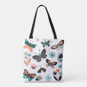 Schmetterlinge und Blume, handgezeichnete Sammlung Tasche (Rückseite)