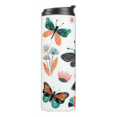Schmetterlinge und Blume, handgezeichnete Sammlung Thermosbecher (Nach links gedreht)