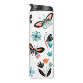 Schmetterlinge und Blume, handgezeichnete Sammlung Thermosbecher (Nach rechts gedreht)