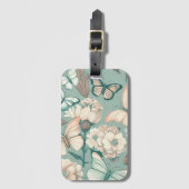 Schmetterlinge und Blume helle grüne Dekoration Gepäckanhänger (Vorderseite Vertikal)