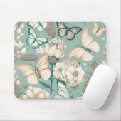 Schmetterlinge und Blume helle grüne Dekoration Mousepad (Mit Mouse)