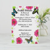 Schmetterlinge und Blume im mosaikischen Brautpart Einladung (Stehend Vorderseite)