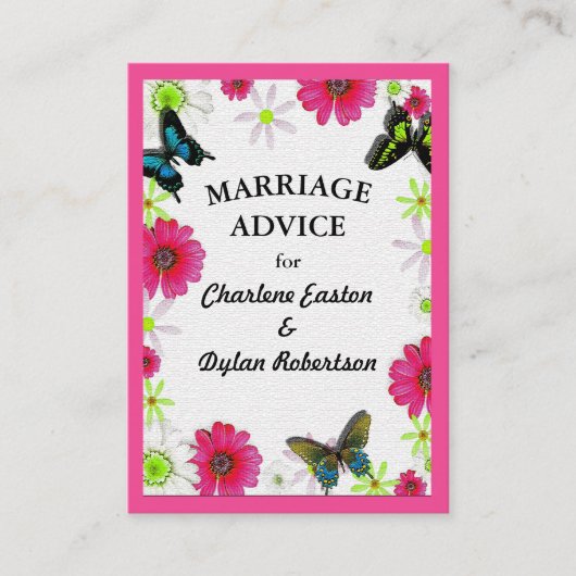 Schmetterlinge und Blume in der mosaikanischen Hei Hinweiskarte (Vorderseite)