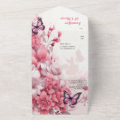 Schmetterlinge und Blume in verschiedenen Farbtöne All In One Einladung (Außenbereich)