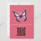 Schmetterlinge und Blume in verschiedenen Farbtöne Einladung (Rückseite)