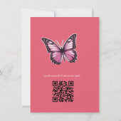 Schmetterlinge und Blume in verschiedenen Farbtöne Einladung (Rückseite)