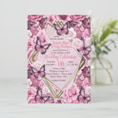 Schmetterlinge und Blume in verschiedenen Farbtöne Einladung (Stehend Vorderseite)