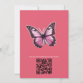 Schmetterlinge und Blume in verschiedenen Farbtöne Einladung (Rückseite)