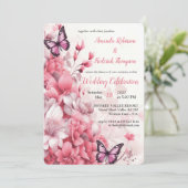 Schmetterlinge und Blume in verschiedenen Farbtöne Einladung (Stehend Vorderseite)